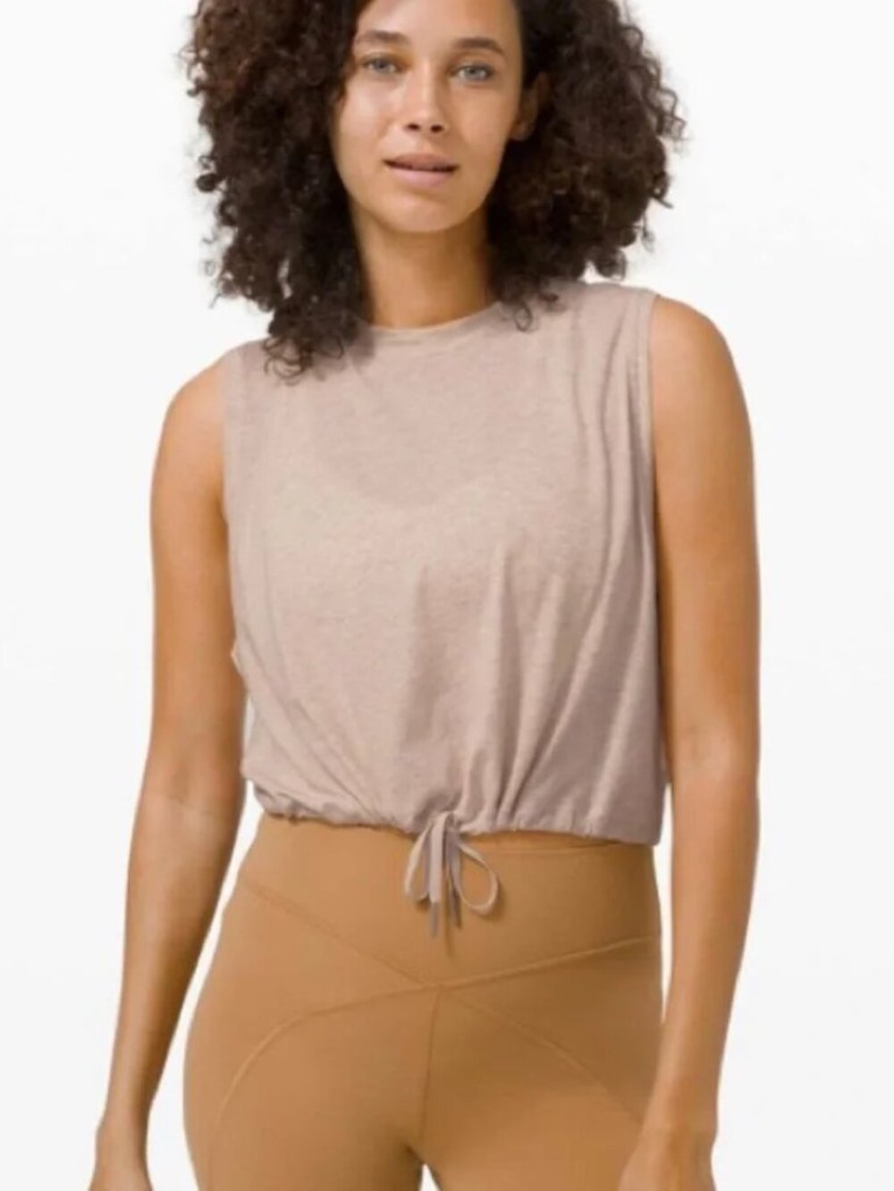 Lululemon Athletica Adapt To You Crop Tank Top Heathered Dune - Size 8